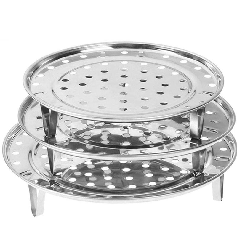 NRDBEEEC NRDBEEE Round Stainless Steel Rack 7.6" 8.5" 9.33" Inch Diameter Steaming Stand Canner Canning Racks Steamer Insert Stock Pot Steaming Tray Stand Pressure Cooker Cooking Toast Bread Salad (3 Pack) - Image 1